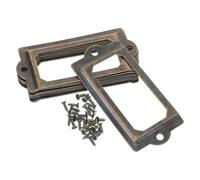 FUTUREORYY Set da 12 Porta Etichette in Metallo Bronzo Vintage per Cassetti e Scaffali, Cornice in Ferro Resistente con Maniglia Liscia, Adatto per Ufficio, Biblioteca e Arredamento
