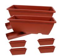 FUTUREORYY Set di 6 Vasi da Giardino in Plastica Spessa per Piante Design Rettangolare, Traspirante, per Balcone e Casa Finitura Liscia e Atmosfera Pastorale
