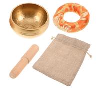FUTUREORYY Set Di Ciotole Sonore Nepalese in Rame Ø8cm Bastone, Rondella e Sacchetto in Tela - Campane Tibetane Per Yoga, Meditazione e Pratiche Spirituali, Accessori Per Preghiera e Relax