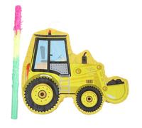 FUTUREORYY Set Pignatta Escavatore in Carta Gialla Bastoncino Decorazione Festa di Compleanno Accessorio Gioco Divertente per Party e Celebrazioni