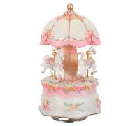 FUTUREORYY Statuetta Musicale di Cavallo Vintage giostra Musicale per Ragazze Decorazioni Musicali per Il Tavolo delle Vacanze giostra Rotante con luci White