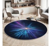 Futurismo Tappeto Rotondo Blu Viola Tappeti, 160cm Antiscivolo Lavabile in Lavatrice Astratto Fasci Di Luce Tondo Tapette, Salotto Camera da Letto Scendiletto Ufficio Tappeto