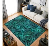 Futuristic Circuit Board Tech Theme Area Tappeto 5' X 7' | Estetica digitale futuristica, decorazione per sala da gioco, motivo tecnico intricato, accenti moderni dello spazio di