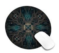 Futuristic Circuit Board Tech Theme Industrial Small Mouse Pad | Tema tecnico, stile industriale, percorsi circuiti dorati, motivo processore digitale, accessorio per computer