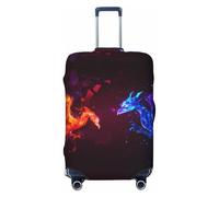 Futuristic - Copribagagli da viaggio con uccellini rossi e blu, elastici, protezione per valigie, 45-81 cm, Nero , S