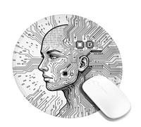 Futuristic Cyborg Circuitry Line Art Piccolo Mouse Pad | Schema di circuito, Estetica del codice binario, Tema tecnico monocromatico, Accessorio minimalista dell'area di lavoro