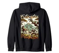 Futuristic Dinosaur Battle Sci Fi Action Art Warrior Felpa con Cappuccio