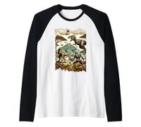 Futuristic Dinosaur Battle Sci Fi Action Art Warrior Maglia con Maniche Raglan