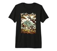 Futuristic Dinosaur Battle Sci Fi Action Art Warrior Maglietta Premium