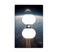 Futuristic Space Rocket Light Switch Cover Piastre/Coperture Outlet, Deep Space Grey per accenti a parete, Piastre da parete termoplastiche, Dimensioni standard Single Duplex Outlet