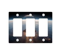 Futuristic Space Rocket Light Switch Cover Piastre/Coperture Outlet, Deep Space Grey per accenti da parete, Piastre da parete termoplastiche, Dimensioni standard 3 Gang Wall Plate