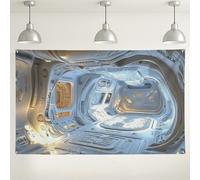 Futuristic Space Room - Sfondo da parete, decorazione per interni di fantascienza, elegante sfondo per feste a tema alieno, per eventi fotografici, stile cosmico bohémien, 180 x 109 cm