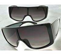 Futuristico Moderno Rétro Avvolgere Paraocchi Scudo Dj Rave Occhiali Sleek Nero