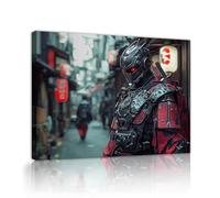 Futuristico Samurai Streetscape Canvas Wall Art Immagini Stampe di opere d'arte Moderna Tech Murale Sci-Fi Urban Poster Decor per Home Office 40x50cm telaio interno
