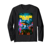 Futuristico Tralalero Tralala Brainrot Meme Shark su Scarpe da Ginnastica Maglia a Manica