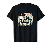 Futuro Campione di Pesca a Mosca Bambini Giovane Pescatore Umorismo Maglietta