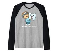 Futuro Dentista Carino Dente Del Fumetto Dentale Grafica Bambini Maglia con Maniche Raglan