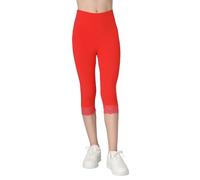 Futuro Fashion Leggings Capri da Bambina in Cotone con Pizzo Morbidi e Elasticizzati Pantaloni Estivi Comodi Rosso 116
