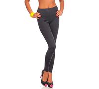 Futuro Fashion - Leggings Lunghi Donna in Morbido Cotone - Taglie Plus - Grafite - 46 Vita Classica