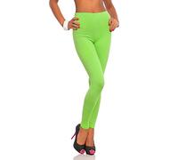 Futuro Fashion - Leggings Lunghi Donna in Morbido Cotone - Taglie Plus - Verde Lime - 42 Vita Classica