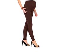Futuro Fashion® - Leggings Lunghi maternità in Cotone Pesante - Rivestiti in Caldo Pile - Super Comodi - Marrone - 52/54