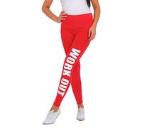 futuro Fashion work out stampato lunghezza intera cotone Active leggings pantaloni palestra fitness Rosso Red