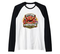 Futuro Pompiere Piccolo Eroe in addestramento Vigile del Fuoco Maglia con Maniche Raglan