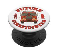 Futuro vigile del fuoco bambini camion dei pompieri di salvataggio camion dei pompieri carriera PopSockets PopGrip Adesivo
