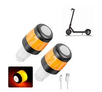Fututech LED Indicatore Manubrio Impermeabile per Scooter Elettrico Tappo Manubrio per Xiaomi Lampeggiante Ricaricabile per Segway Ninebot Bicicletta Accessori Monopattino (Nero/Arancione)