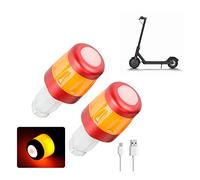 Fututech LED Indicatore Manubrio Impermeabile per Scooter Elettrico Tappo Manubrio per Xiaomi Lampeggiante Ricaricabile per Segway Ninebot Bicicletta Accessori Monopattino (Rosso/Arancione)