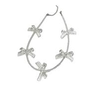 FUUGlan Collana con ciondolo trasparente a forma di fiocco per clavicola, dal design squisito, gioiello alla moda per donne e ragazze