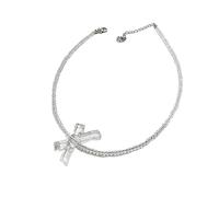 FUUGlan Collana con ciondolo trasparente a forma di fiocco per clavicola, dal design squisito, gioiello alla moda per donne e ragazze