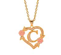 FUUGlan Unique Floral Monograms Necklace Brass Chain With Cutout Heart Detail Initial Jewelry Gift Romance Openwork Love Jewelry