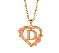 FUUGlan Unique Floral Monograms Necklace Brass Chain With Cutout Heart Detail Initial Jewelry Gift Romance Openwork Love Jewelry