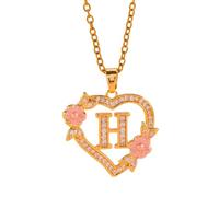 FUUGlan Unique Floral Monograms Necklace Brass Chain With Cutout Heart Detail Initial Jewelry Gift Romance Openwork Love Jewelry