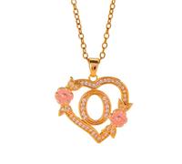 FUUGlan Unique Floral Monograms Necklace Brass Chain With Cutout Heart Detail Initial Jewelry Gift Romance Openwork Love Jewelry