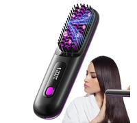 Fuuxtci Cordless Hair Straightener Brush, Portable Heated Straightening Comb, Hair Straightener Brush For Travel, Ionic Hot Comb With 3 Temperature Modes, USB Rechargeable For Women