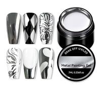 Fuuxtci Gel per unghie riflettente, gel per unghie,Smalto per unghie gel verniciato argento 7ml - per manicure Smalto per unghie, gel per pittura su metallo lucido con effetto riflettente