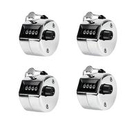 FUVBNQGT Set di 4 contatori a mano in metallo, universali, meccanici, per segnare numeri e palme, colore argento rotondo da 0 a 9999