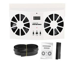 FUWE Raffreddatore ad energia Solare, condizionatore d'Aria per Auto Ventilatore d'Aria Regolabile Ventilatore di Scarico Doppio Motore con Display della Temperatura del Pannello Solare per Il