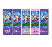 FuWeave 5 striscioni dell'Avvento per candele dell'Avvento, striscioni per chiesa di Gesù, per santuario, parete, speranza, pace, gioia, amore, preghiera cristiana, bandiera, benvenuto, lode