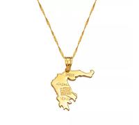 FUWIND Collana Pendente gioielleria Grecia Mappa Pendenti CollaneGioielli greci in Metallo Color Oro Patriottica Natale Compleanno Regalo