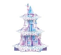 Fuwraixis Frozen Supporto per cupcake,Torre da dessert a 3 livelli del Fiocchi di neve,Castello Decorazioni per torte in carta, per ragazzi e adulti Decorazioni per feste di compleanno