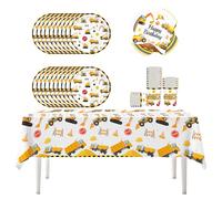 Fuwraixis Ingegneria auto partito stoviglie/compleanno dei bambini decorazione stoviglie set/20 bicchiere di carta 20 Piatto di carta 20 Tovaglioli 1 Tovaglie/applicabile al battesimo bambino
