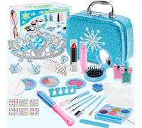 Fuwraixis Set di trucco Frozen, cosmetici di simulazione per bambini, giocattoli di trucco per ragazze, trucco principesco lavabile, Set di borsette, 32 pezzi