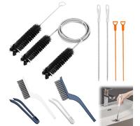 FuxFuis 10 Pz Set di Strumenti per la Pulizia dei Tubi, Spazzolino Stura Lavandini e Scarichi, Pinza per Scarico Lavandino, Raccogli Capelli Lavandini, Sgorga Lavandino per Cucina, Bagno e Vasca
