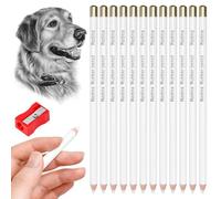 FuxFuis 12 Pezzi Cancellare Sottile per Artista in Legno da Disegno, Gomma Cancellare Penna a Forma di Penna, Gomma a Forma di Matita con Temperamatite per Disegnare Principianti Ingegnere