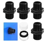 FuxFuis 4 Pz Raccordi per Serbatoio Acqua in Plastica 25MM Set di Collegamento Serbatoio Pioggia con 4 Dadi, 4 Guarnizioni, 4 Tappi, Connettore per Serbatoio Acqua Piovana, Serbatoi IBC da Giardino
