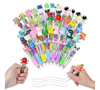 FuxFuis 40 Pz Set Penne a Sfera Retrattile 4 Colori, Gadget Compleanno Bambini, Penna Multicolore con Adorabili Animali per Sacchetti Regalini Fine Riempitivi Festa, Riempie per Pignatta Compleanno