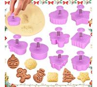 FuxFuis 8 Pz Stampini per Biscotti Natalizi in Plastica, Formine per Biscotti Natalizie, Tagliabiscotti Tema Natale e Ringraziamento Include Omino di Pan di Zenzero, Albero di Natale, Pupazzo di Neve